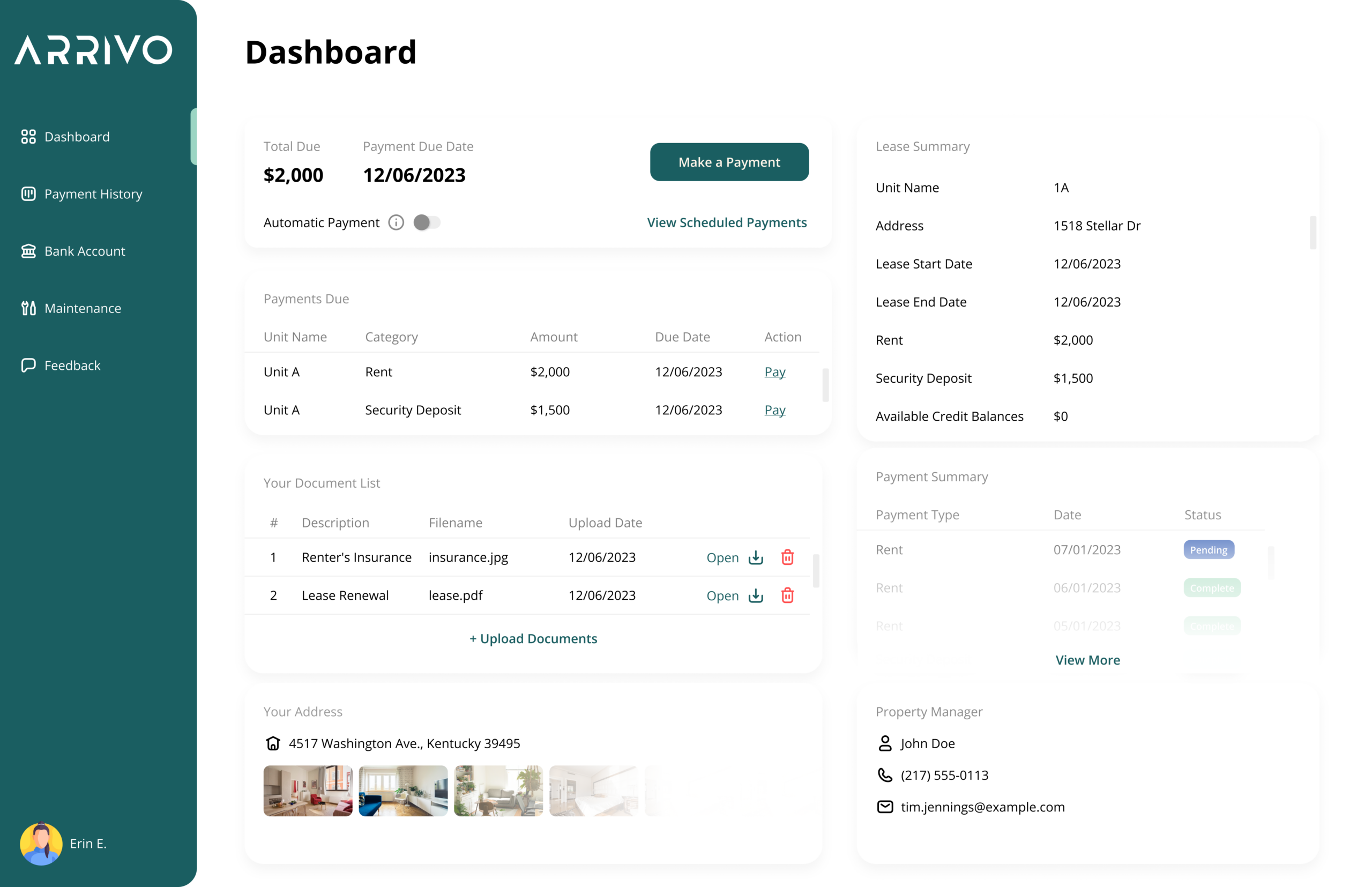 Resident Tenant Dashboard- Longterm Lease - AP Off